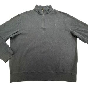 Polo Ralph Lauren Sweater Mens XL Navy Herringbone Pony Mock Neck Quarter Zip